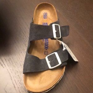 Birkenstock Arizona soft bed sandals gunmetal
